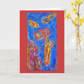 Wenskaart - Cool Blue Jazz Kaart (Gele Bloem)