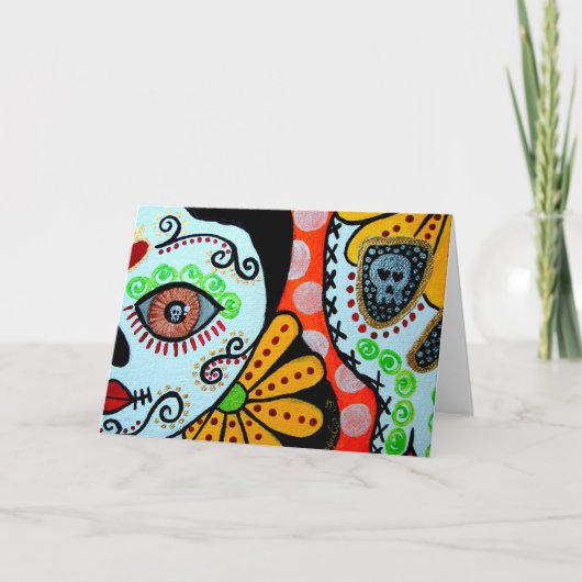 Wenskaart Dag van de Doden "Dos Caras" Kaart (Voorkant)