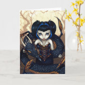 wenskaart "Dark Dragon" Kaart (Gele Bloem)