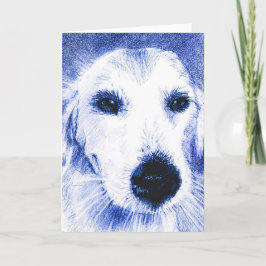 Wenskaart: De blauwe Tekening van de Hond Kaart