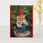 wenskaart - de gnoom van de dametuin kaart (Gele Bloem)