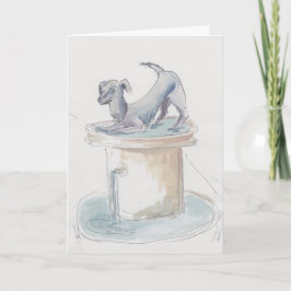 wenskaart "Dog Waterverf Sketch/London" Feestdagen Kaart