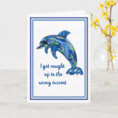 Wenskaart dolfijn Gezegde Het spijt me Kaart (Gele Bloem)