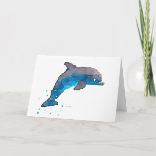 Wenskaart Dolphin Waterverf Kaart