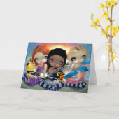 wenskaart "Drie kleine vogeltjes" Kaart (Gele Bloem)