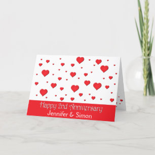 Wenskaart - drijvende harten - tweede Jubileum Kaart