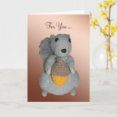 Wenskaart - Eekhoorn met eikel Kaart (Gele Bloem)