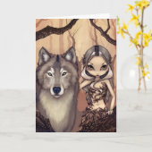 wenskaart "Een vriend van een wolf" Kaart (Gele Bloem)