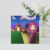 Wenskaart "Eid Mubarak" met tekening Kaart (Staand voorkant)