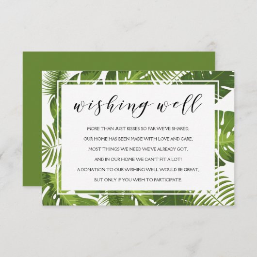 Wenskaart | Elegante tropische bruiloft Informatiekaartje (Voorkant / Achterkant)