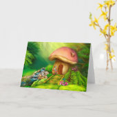 Wenskaart Fantasy paddenstoel Kaart (Gele Bloem)