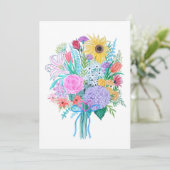 Wenskaart, florale waterverf, blanco binnenkant bedankkaart (Staand voorkant)