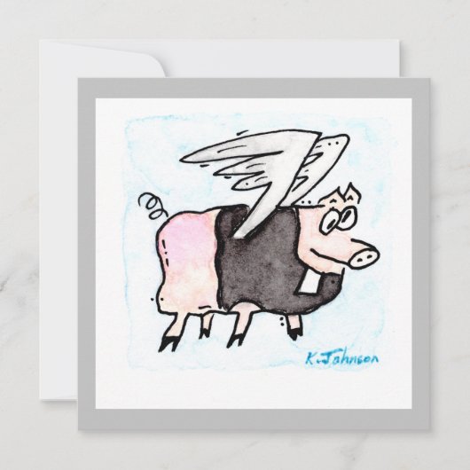 wenskaart "Flying Pastor Pig" Kaart (Voorkant)
