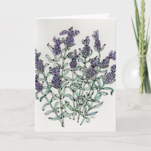 Wenskaart - Franse lavender Waterverf & inkt Kaart (Voorkant)