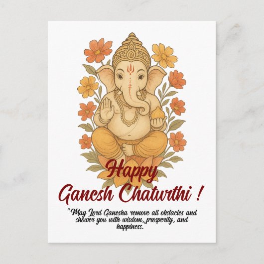 Wenskaart Ganesh Chaturthi Briefkaart (Voorkant)