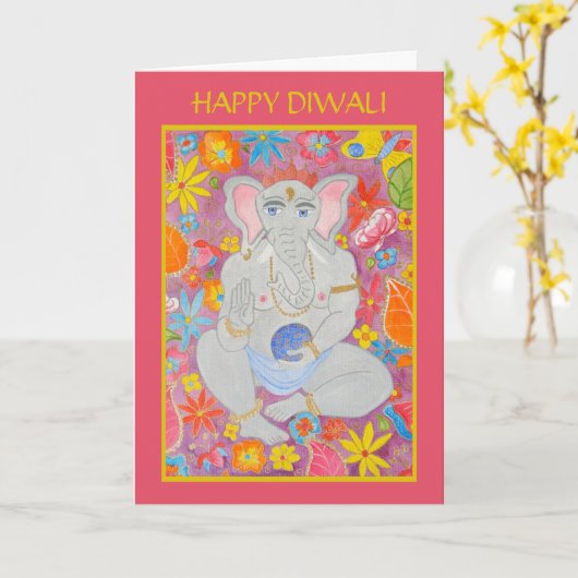 Wenskaart Ganesh Diwali Kaart (Gele Bloem)