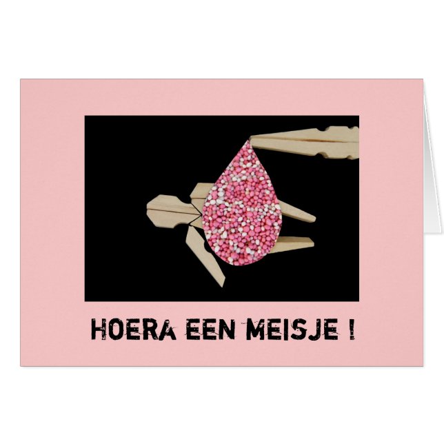Wenskaart geboorte meisje (Voorkant Horizontaal)