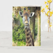 Wenskaart gekke Giraffe Kaart (Gele Bloem)