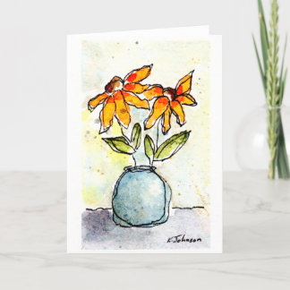 Wenskaart gele bloemen kaart