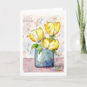 Wenskaart gele bloemen kaart (Voorkant)