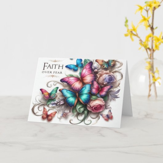 Wenskaart Geloof Boven Angst Kleurrijke Kaart 13x1 (Gele Bloem)