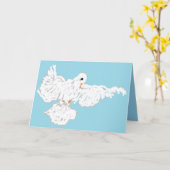 Wenskaart gevouwen : Kaart : duif (Gele Bloem)