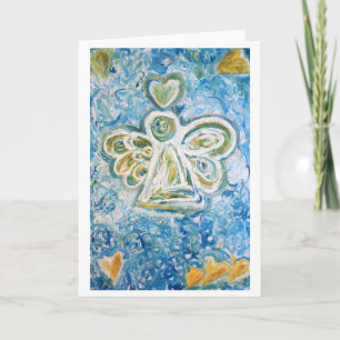 Wenskaart Golden Blue Angel Feestdagen Kaart