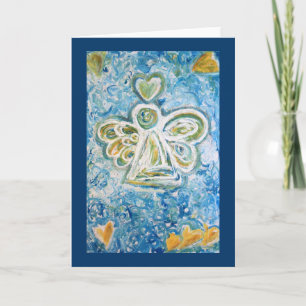 Wenskaart Golden Blue Angel Feestdagen Kaart