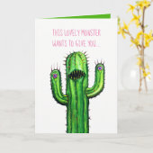 Wenskaart Grappig en griezelig met cactusontwerp Kaart (Gele Bloem)