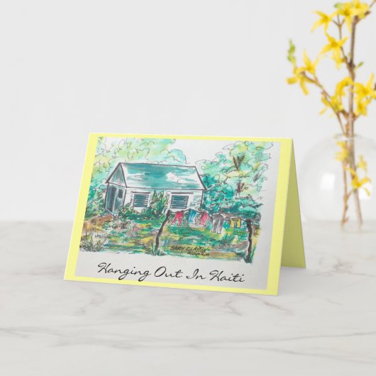 Wenskaart - Haïtiaanse Wasserij Kaart (Gele Bloem)