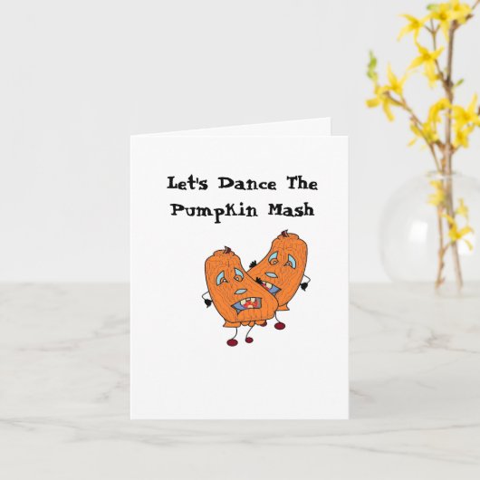Wenskaart: Halloween dansend Pumpkin Kaart (Gele Bloem)