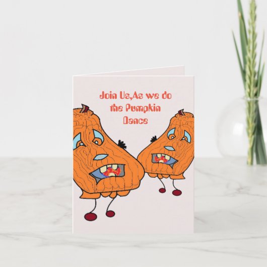 Wenskaart Halloween: Pumpkin dansen Kaart (Voorkant)