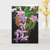 Wenskaart - Hanging Basket of Lavender Orchids Kaart (Gele Bloem)