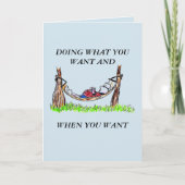 WENSKAART - HANGMAT EN GELUKKIG PENSIOEN KAART (Voorkant)