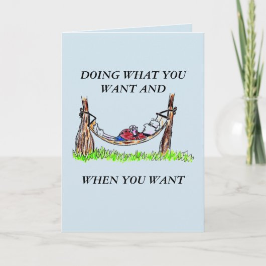 WENSKAART - HANGMAT EN GELUKKIG PENSIOEN KAART (Voorkant)