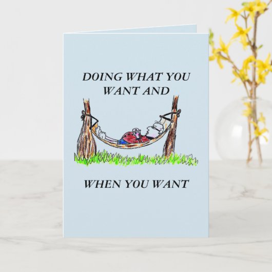 WENSKAART - HANGMAT EN GELUKKIG PENSIOEN KAART (Gele Bloem)