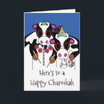 Wenskaart "Happy Chanukah and Happy Moo Year" Feestdagen Kaart<br><div class="desc">"Dit is een Happy Chanukah en een Happy Moo Year" Wenskaart met Envelope. Als je deze kaart wilt personaliseren, moet je tekst binnen en buiten verwijderen en je eigen woorden toevoegen. Kies uw favoriete doopvontstijl, kleur, grootte, en formulering. Bedankt om langs te stoppen en te winkelen. Veel waardering!!! Happy Chanukah...</div>