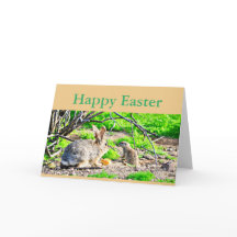 Wenskaart "Happy Easter" Bunny/Ground Squirrel