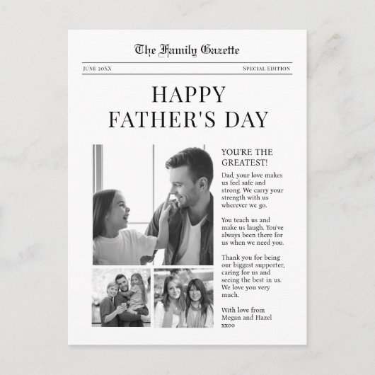 Wenskaart Happy Fathers Day Feestdagenkaart (Voorkant)