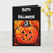 Wenskaart - Happy Halloween Jack-O-Lantern Kaart (Gele Bloem)