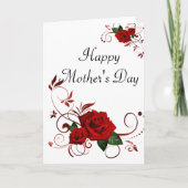 Wenskaart Happy Moederdag Red Rose Kaart (Voorkant)