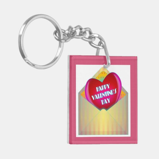 wenskaart "HAPPY VALENTINE'S DAY" Sleutelhanger (Voorkant Links)