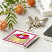 wenskaart "HAPPY VALENTINE'S DAY" Sleutelhanger (Zijkant)