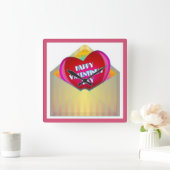 wenskaart "HAPPY VALENTINE'S DAY" Vierkante Klok (Huis)