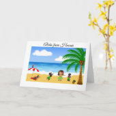 Wenskaart Hawaiian Dachshund Kaart (Gele Bloem)