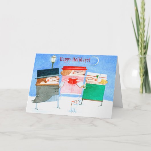 Wenskaart Holiday Carolers Feestdagen Kaart (Voorkant)