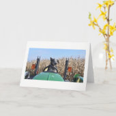 Wenskaart - Hond Rijdende Tractor Kaart (Gele Bloem)