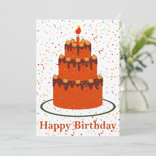 Wenskaart in de herfst Happy Birthday Kaart (Staand voorkant)