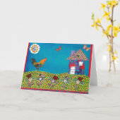 Wenskaart in de lente kaart (Gele Bloem)