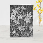 Wenskaart Inkttekening Columbines Kaart (Gele Bloem)